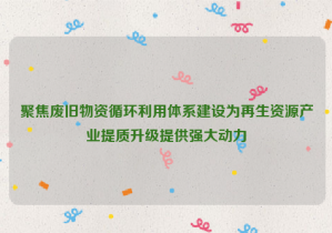 聚焦廢舊物資循環(huán)利用體系建設(shè)為再生資源產(chǎn)業(yè)提質(zhì)升級提供強大動力